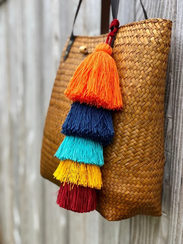 Quilted Tote Bag in Cream with Silver Hardware for a Classic and Sophisticated StyleColorful Tassel Tote-Bag Charms -Large Straw Bag Tassel Charm Quilted Tote Bag in Cream with Silver Hardware for a Classic and Sophisticated StyleColorful Tassel Tote-Bag Charms -Large Straw Bag Tassel Charm