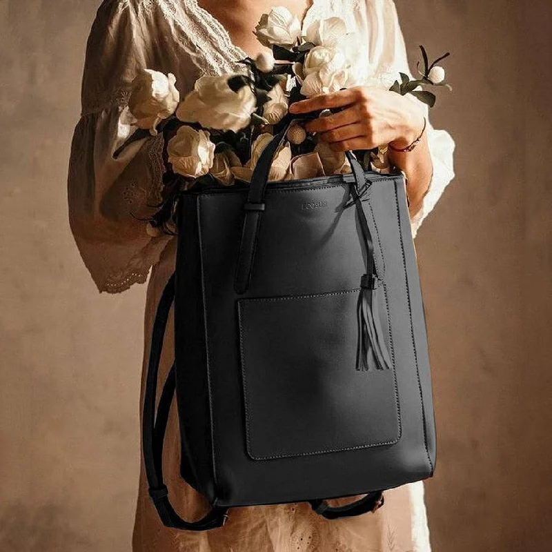 Quilted Tote Bag in Cream with Silver Hardware for a Classic and Sophisticated StyleConvertible Tote Backpack - Black Quilted Tote Bag in Cream with Silver Hardware for a Classic and Sophisticated StyleConvertible Tote Backpack - Black