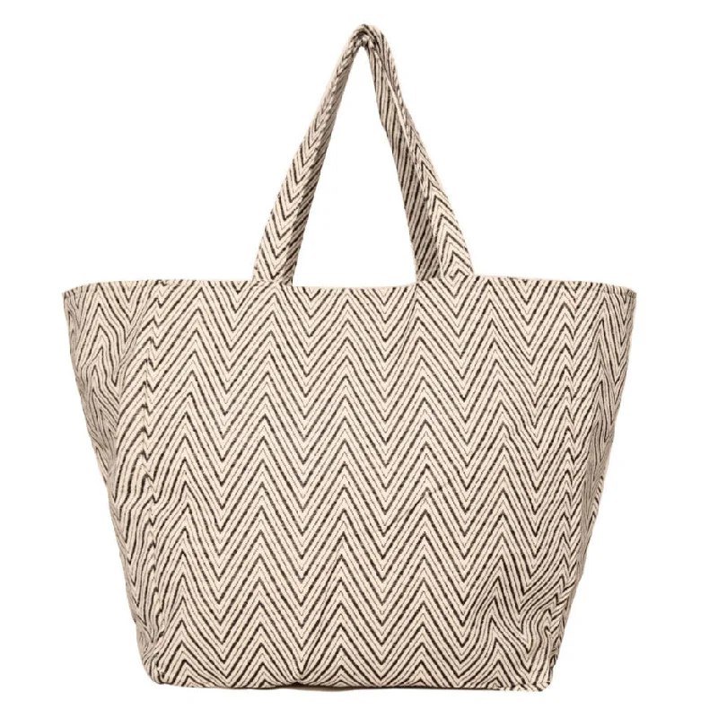 Women's Tote Bag with Zipper Closure in Red for Secure StorageBlack Chevron Jacquard Oversized Shopper Bag Women's Tote Bag with Zipper Closure in Red for Secure StorageBlack Chevron Jacquard Oversized Shopper Bag