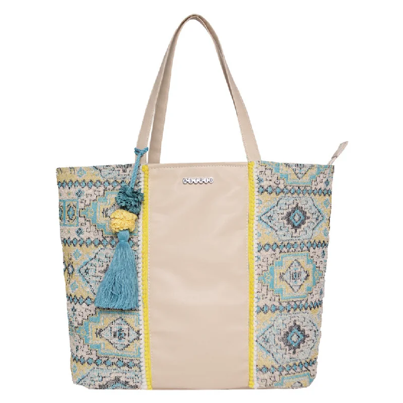 Oversized Jute Tote Bag in Natural Color with Rope Handles for a Beach VacationMulticolor Design Tote With Pu Shoulder Strap.