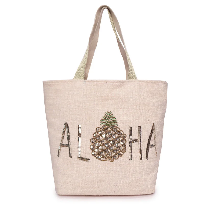 Women's Printed Tote Bag in Floral Patterns for a Spring - Themed Shopping TripSequin Embroidery Cotton Dhurry Shopper Bag