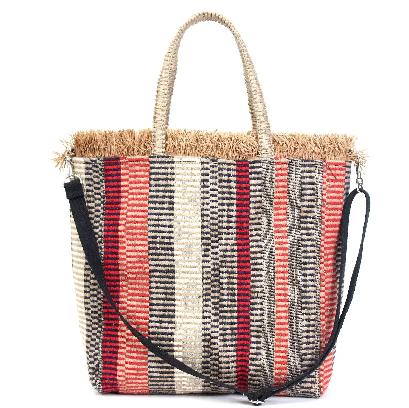 Women's Tote Bag with Zipper Closure in Red for Secure StorageAstrid Women Pink Multi Jacquard Cotton Rope Shoulder Bag With Tassels Women's Tote Bag with Zipper Closure in Red for Secure StorageAstrid Women Pink Multi Jacquard Cotton Rope Shoulder Bag With Tassels