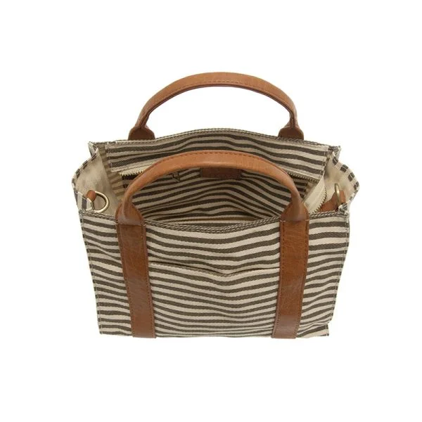 Faux Fur - Trimmed Tote Bag in White for a Cozy Winter LookGwen Striped Canvas Tote - L8169-15 - Women's NEUTRAL & WHITE Faux Fur - Trimmed Tote Bag in White for a Cozy Winter LookGwen Striped Canvas Tote - L8169-15 - Women's NEUTRAL & WHITE