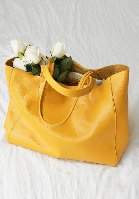 Faux Fur - Trimmed Tote Bag in White for a Cozy Winter LookFull Grain Leather Large Tote Bags