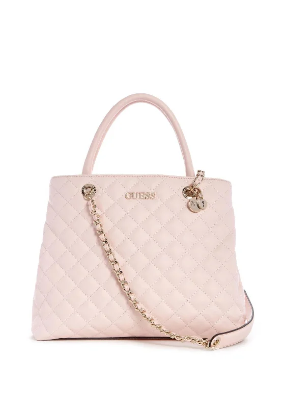 Small Vegan Leather Tote Bag in Blush Pink with Gold - Tone Hardware for a Feminine and Stylish AccessoryGuess Illy Large Quilted Shopper Bag, Blush Pink
