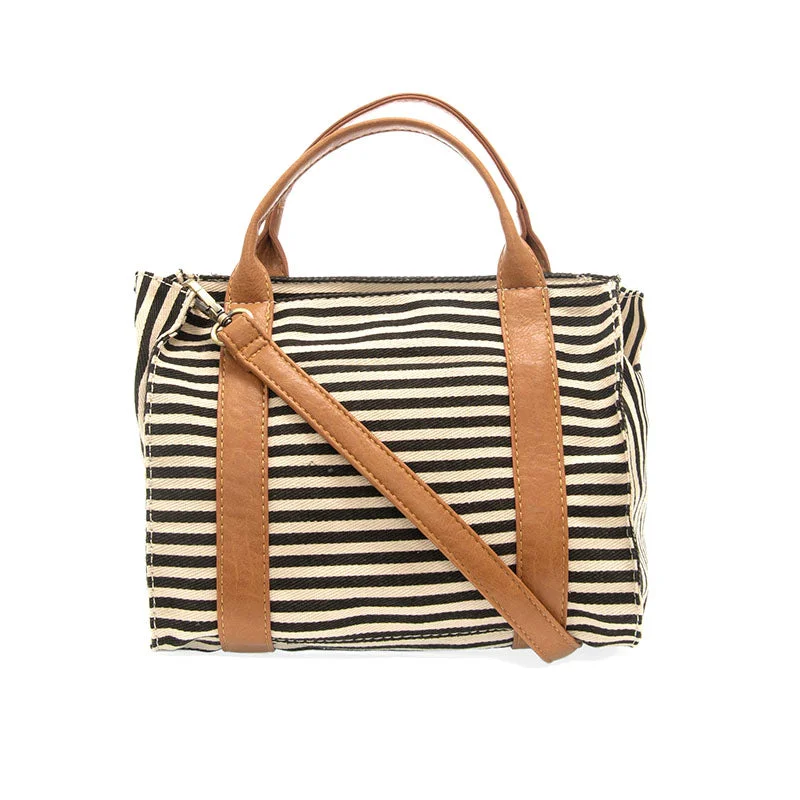 Women's Printed Tote Bag in Floral Patterns for a Spring - Themed Shopping TripGwen Striped Canvas Tote - L8169-04 - Women's Black & WHITE Women's Printed Tote Bag in Floral Patterns for a Spring - Themed Shopping TripGwen Striped Canvas Tote - L8169-04 - Women's Black & WHITE