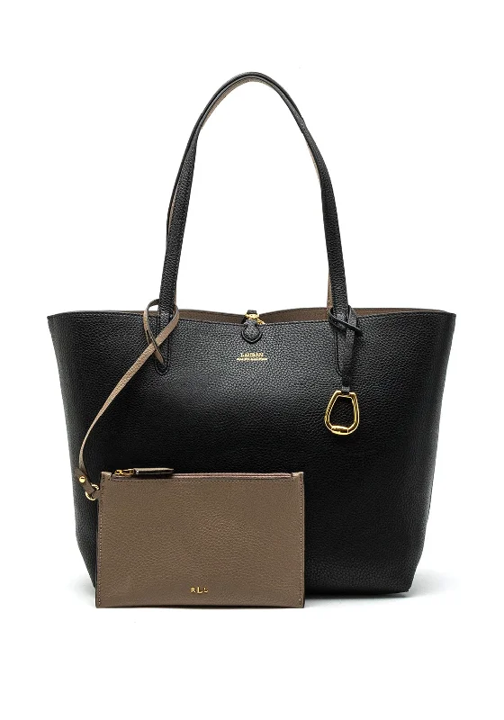 Small Vegan Leather Tote Bag in Blush Pink with Gold - Tone Hardware for a Feminine and Stylish AccessoryLauren Ralph Lauren Faux Leather Reversible Tote Bag, Black Taupe