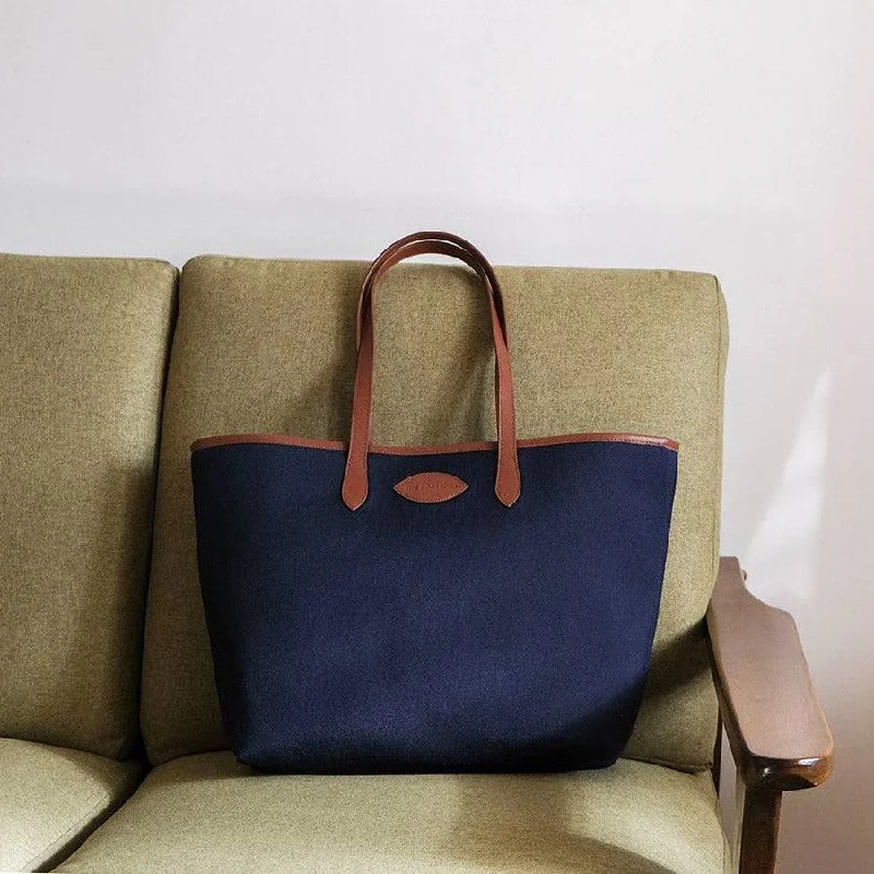 Women's Tote Bag with Inner Compartments in Gray for Organizing Everyday EssentialsMarina Tote Bag - Oxford Blue Women's Tote Bag with Inner Compartments in Gray for Organizing Everyday EssentialsMarina Tote Bag - Oxford Blue