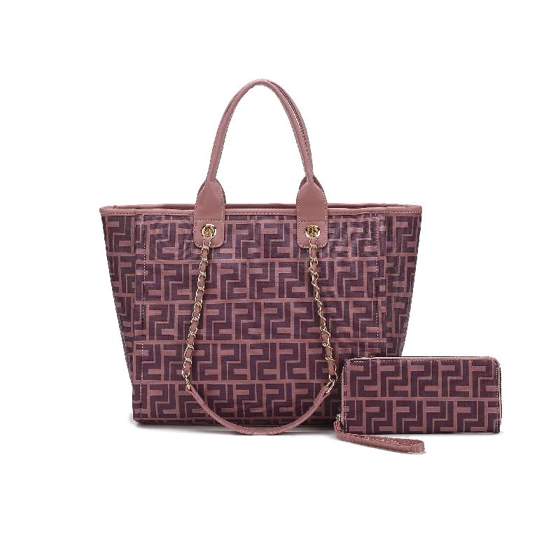 Faux Fur - Trimmed Tote Bag in White for a Cozy Winter LookMarlene Tote Bag and Wallet Set