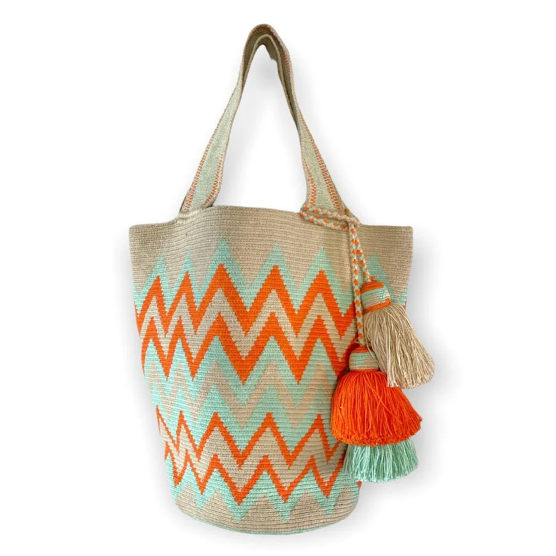 My Chevron Tote -Cream/ Orange