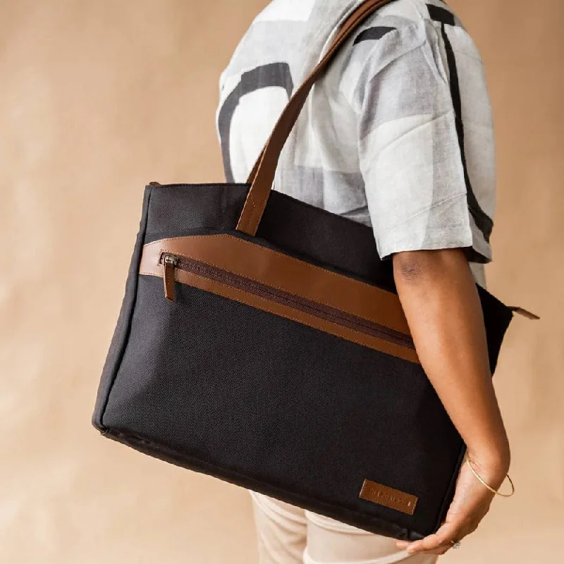 Women's Tote Bag with Detachable Pouch in Purple for Added ConvenienceMerissa Laptop Bag - Charcoal Women's Tote Bag with Detachable Pouch in Purple for Added ConvenienceMerissa Laptop Bag - Charcoal