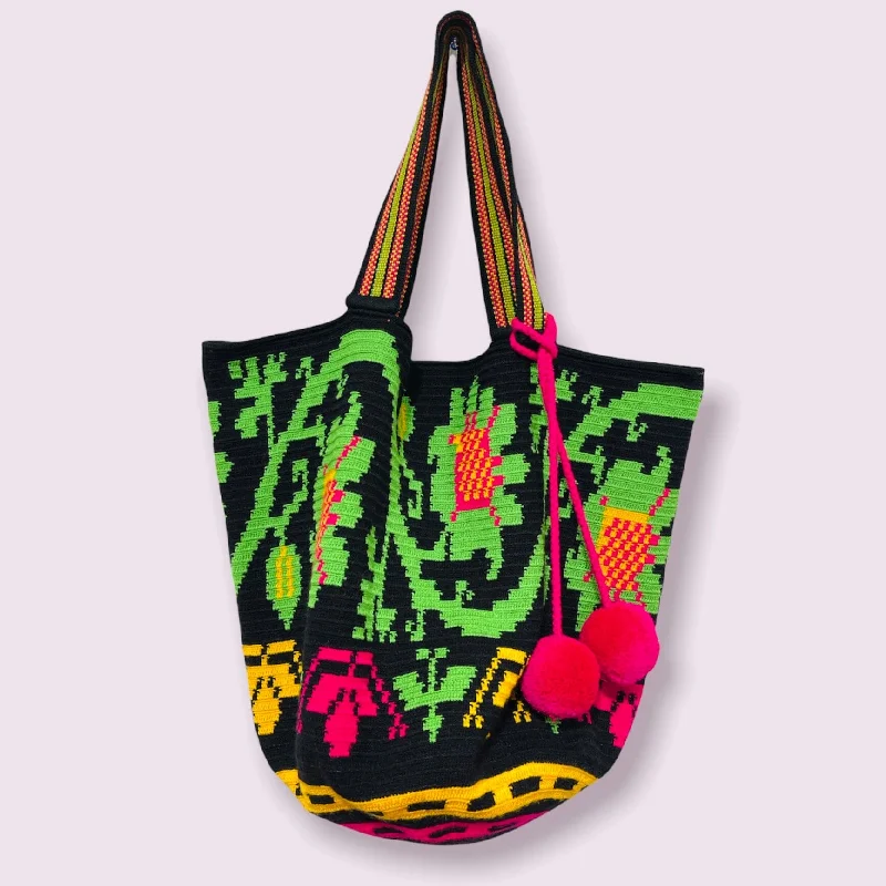 Black/ Green Neon Flowers