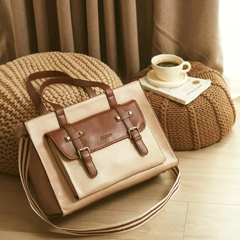 Small Vegan Leather Tote Bag in Blush Pink with Gold - Tone Hardware for a Feminine and Stylish AccessoryOlivia Classic Laptop Tote - Beige Brown Small Vegan Leather Tote Bag in Blush Pink with Gold - Tone Hardware for a Feminine and Stylish AccessoryOlivia Classic Laptop Tote - Beige Brown