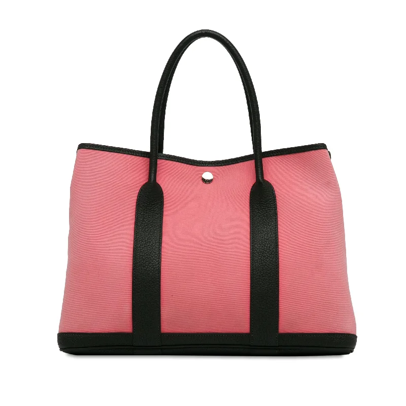 Medium - Sized Canvas Tote Bag in Navy Blue with Striped Pattern for a Nautical - Inspired LookPink Hermès Toile Garden Party 36 Tote Bag Medium - Sized Canvas Tote Bag in Navy Blue with Striped Pattern for a Nautical - Inspired LookPink Hermès Toile Garden Party 36 Tote Bag