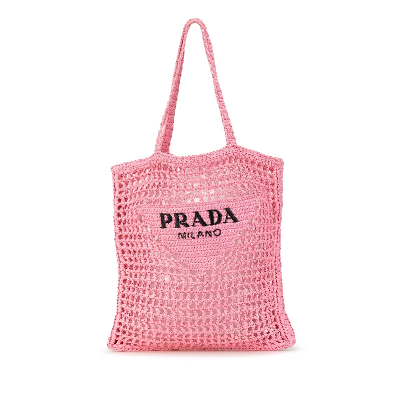 Tote Bag with RFID - Blocking Pocket in Black for Protecting Your Cards and InformationPink Prada Crochet Raffia Logo Tote Tote Bag with RFID - Blocking Pocket in Black for Protecting Your Cards and InformationPink Prada Crochet Raffia Logo Tote