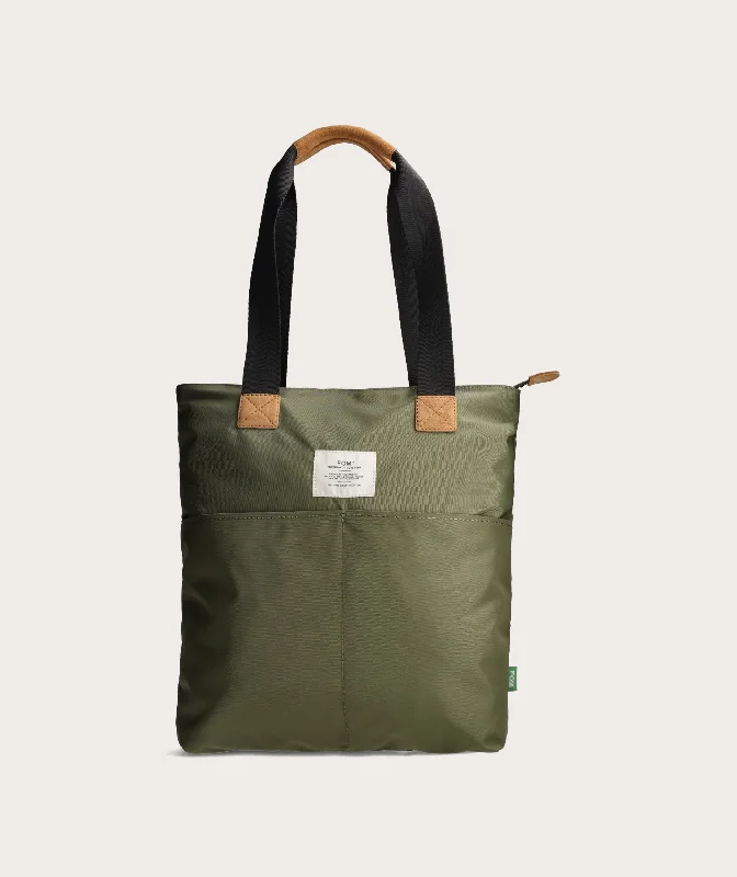 Women's Tote Bag with Inner Compartments in Gray for Organizing Everyday EssentialsRecycled Tote - Olive Women's Tote Bag with Inner Compartments in Gray for Organizing Everyday EssentialsRecycled Tote - Olive