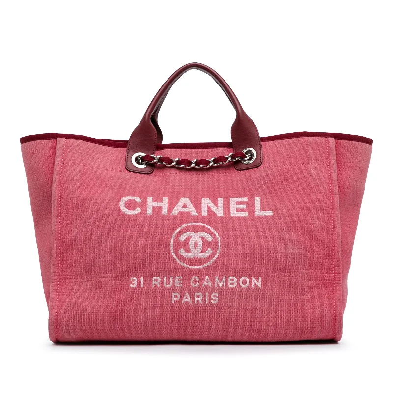 Women's Tote Bag with Zipper Closure in Red for Secure StorageRed Chanel Large Canvas Deauville Tote Satchel Women's Tote Bag with Zipper Closure in Red for Secure StorageRed Chanel Large Canvas Deauville Tote Satchel