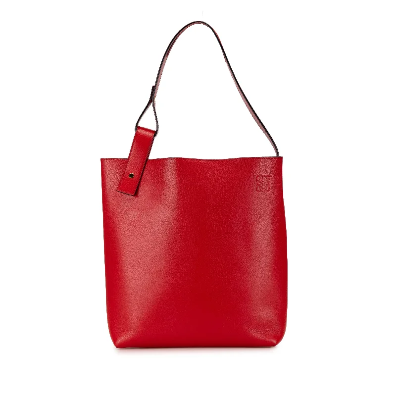 Women's Printed Tote Bag in Floral Patterns for a Spring - Themed Shopping TripRed LOEWE Leather Asymmetric Tote Women's Printed Tote Bag in Floral Patterns for a Spring - Themed Shopping TripRed LOEWE Leather Asymmetric Tote