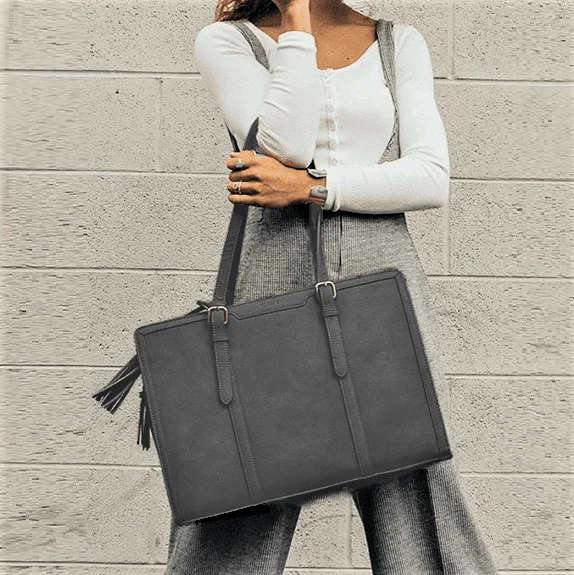 Women's Tote Bag with Zipper Closure in Red for Secure StorageVintage Laptop Tote - Grey Women's Tote Bag with Zipper Closure in Red for Secure StorageVintage Laptop Tote - Grey