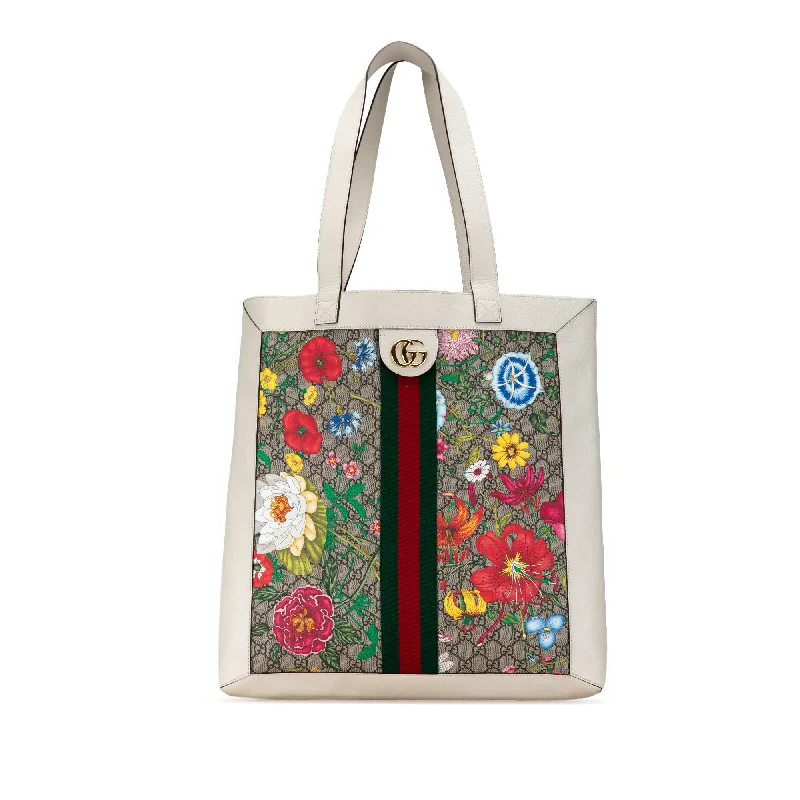 Large Capacity Genuine Leather Women's Tote Bag in Black for Work and CommutingWhite Gucci GG Supreme Flora Ophidia Tote Large Capacity Genuine Leather Women's Tote Bag in Black for Work and CommutingWhite Gucci GG Supreme Flora Ophidia Tote