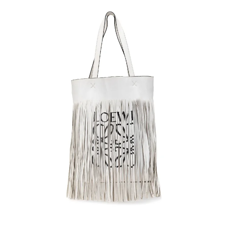 Waterproof Tote Bag in Yellow for Outdoor Activities in Wet WeatherWhite LOEWE Leather Vertical Logo Fringe Tote Waterproof Tote Bag in Yellow for Outdoor Activities in Wet WeatherWhite LOEWE Leather Vertical Logo Fringe Tote