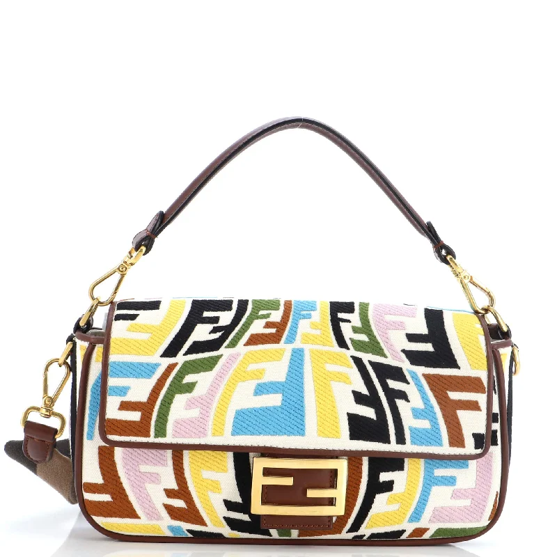 Suede Shoulder Bag in Pink with Tassel Accents for Casual OutingsBaguette NM Bag Fish-Eye FF Embroidered Canvas Medium Suede Shoulder Bag in Pink with Tassel Accents for Casual OutingsBaguette NM Bag Fish-Eye FF Embroidered Canvas Medium