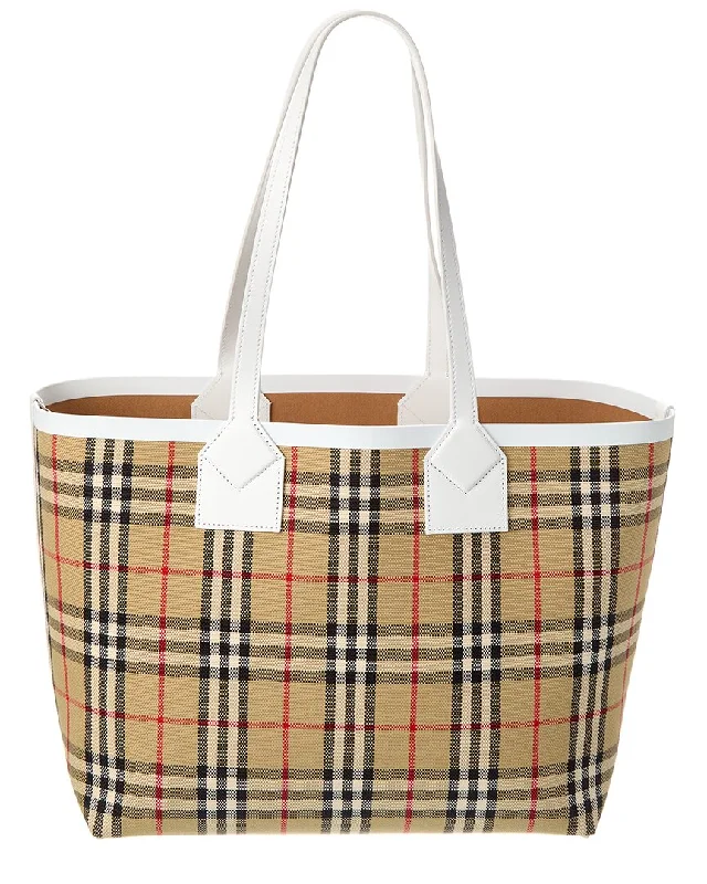 Linen Tote Bag in Natural Beige with Braided Details for a Rustic Summer EnsembleBurberry London Medium Check Canvas & Leather Tote Linen Tote Bag in Natural Beige with Braided Details for a Rustic Summer EnsembleBurberry London Medium Check Canvas & Leather Tote