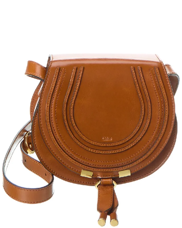 Crossbody Shoulder Bag in Black Leather with Gold Hardware for Night OutsChloé Marcie Small Leather Saddle Bag