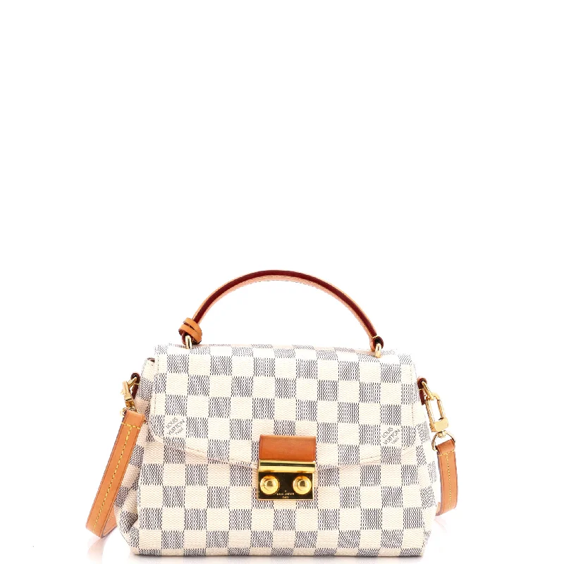 Quilted Shoulder Bag in Cream for a Classic and Elegant LookCroisette Handbag Damier Quilted Shoulder Bag in Cream for a Classic and Elegant LookCroisette Handbag Damier