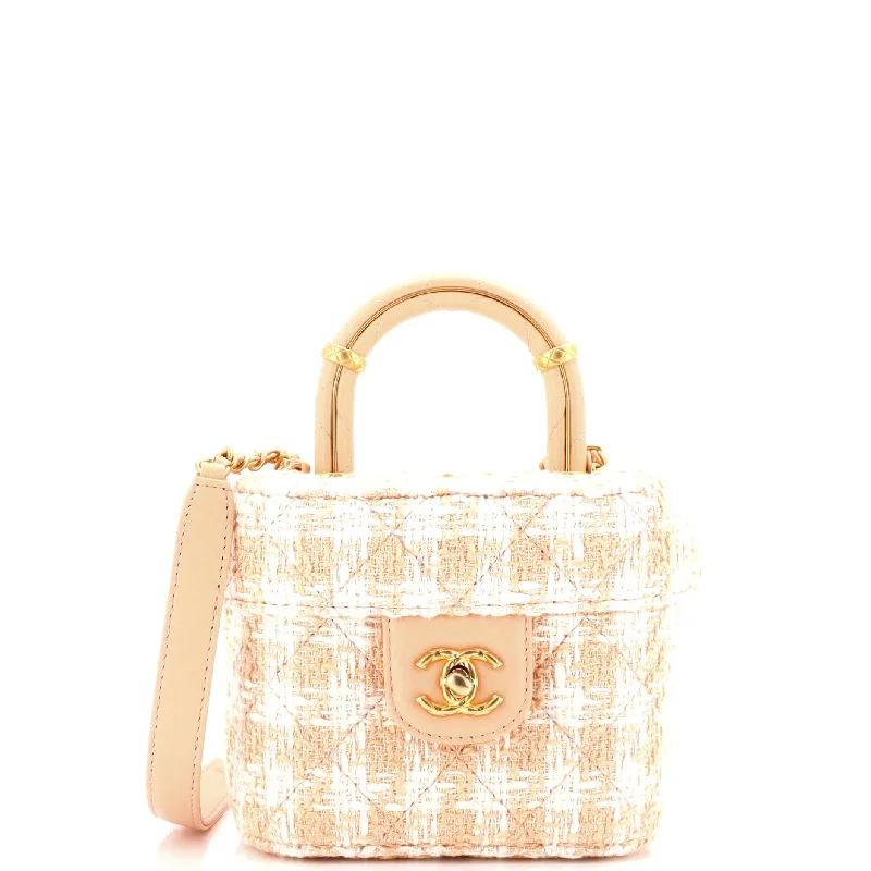 Shoulder Bag with Geometric Pattern in Multicolor for a Contemporary StyleCrush Top Handle Flap Bag Quilted Tweed Mini Shoulder Bag with Geometric Pattern in Multicolor for a Contemporary StyleCrush Top Handle Flap Bag Quilted Tweed Mini