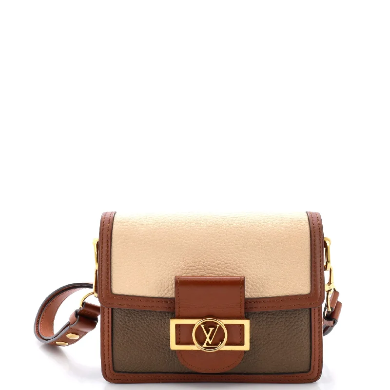 Women's Shoulder Bag with Floral Embroidery in Purple for Spring WalksDauphine Shoulder Bag Taurillon Leather Mini Women's Shoulder Bag with Floral Embroidery in Purple for Spring WalksDauphine Shoulder Bag Taurillon Leather Mini