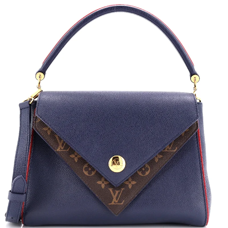 Women's Shoulder Bag with Floral Embroidery in Purple for Spring WalksDouble V Handbag Calfskin with Monogram Canvas Women's Shoulder Bag with Floral Embroidery in Purple for Spring WalksDouble V Handbag Calfskin with Monogram Canvas