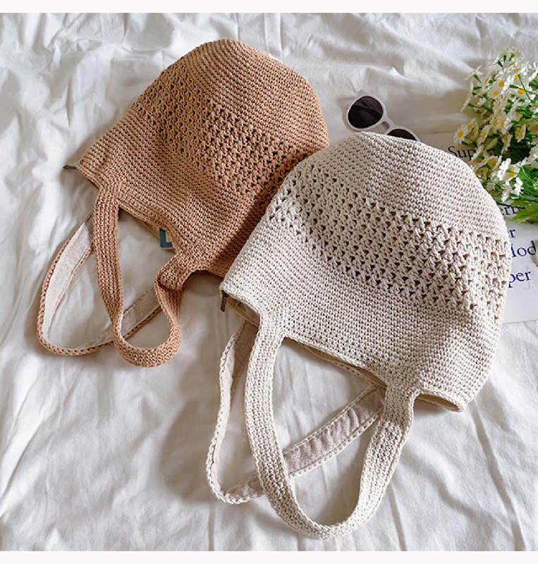 Women's Shoulder Bag with Faux Fur Strap in White for Winter StyleElena Handbags Crochet Cotton Bucket Bag Women's Shoulder Bag with Faux Fur Strap in White for Winter StyleElena Handbags Crochet Cotton Bucket Bag