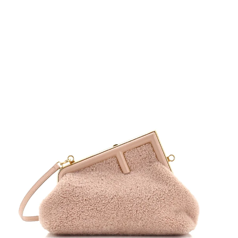 Canvas and Leather Combo Shoulder Bag in Tan for a Rustic LookFirst Bag Shearling Small Canvas and Leather Combo Shoulder Bag in Tan for a Rustic LookFirst Bag Shearling Small