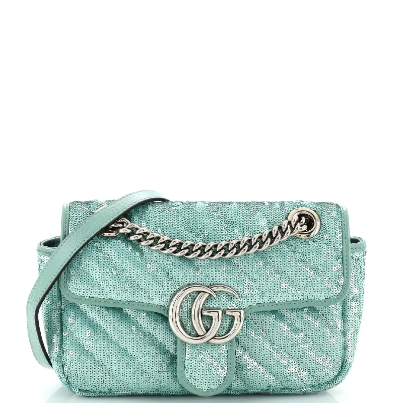 Vegan Leather Shoulder Bag in Gray for Ethical Fashion LoversGG Marmont Flap Bag Diagonal Quilted Sequins Mini Vegan Leather Shoulder Bag in Gray for Ethical Fashion LoversGG Marmont Flap Bag Diagonal Quilted Sequins Mini