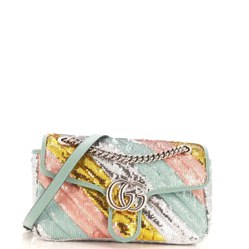 Vegan Leather Shoulder Bag in Gray for Ethical Fashion LoversGG Marmont Flap Bag Diagonal Quilted Sequins Small Vegan Leather Shoulder Bag in Gray for Ethical Fashion LoversGG Marmont Flap Bag Diagonal Quilted Sequins Small