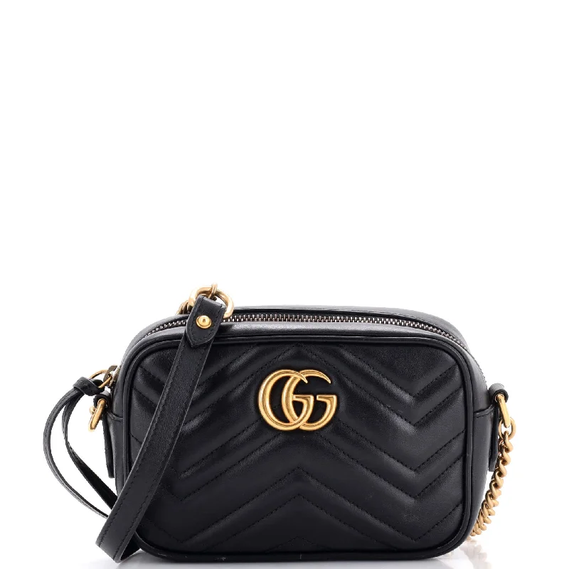 Crossbody Shoulder Bag in Black Leather with Gold Hardware for Night OutsGG Marmont Shoulder Bag Mixed Matelasse Leather Mini Crossbody Shoulder Bag in Black Leather with Gold Hardware for Night OutsGG Marmont Shoulder Bag Mixed Matelasse Leather Mini