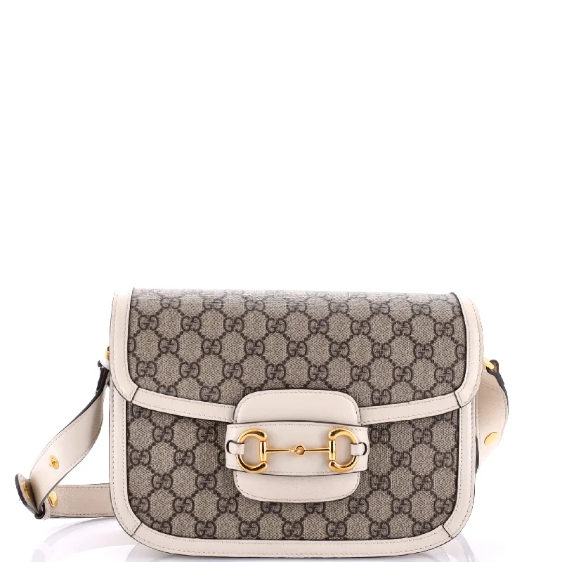 Women's Shoulder Bag with Floral Embroidery in Purple for Spring WalksHorsebit 1955 Shoulder Bag GG Coated Canvas Small Women's Shoulder Bag with Floral Embroidery in Purple for Spring WalksHorsebit 1955 Shoulder Bag GG Coated Canvas Small
