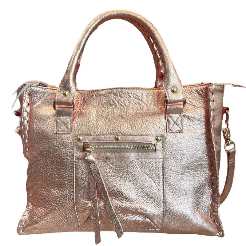 Metallic Shoulder Bag in Gold for Special OccasionsJagger Satchel Bag In Rose Gold