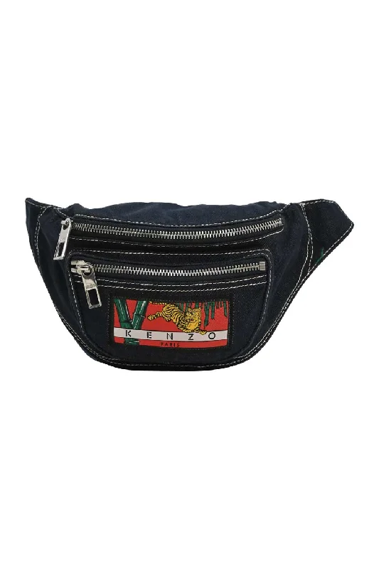 Women's Canvas Shoulder Bag in Navy with Striped Pattern for Beach Trips[WB5937] Kenzo | Fanny Pack