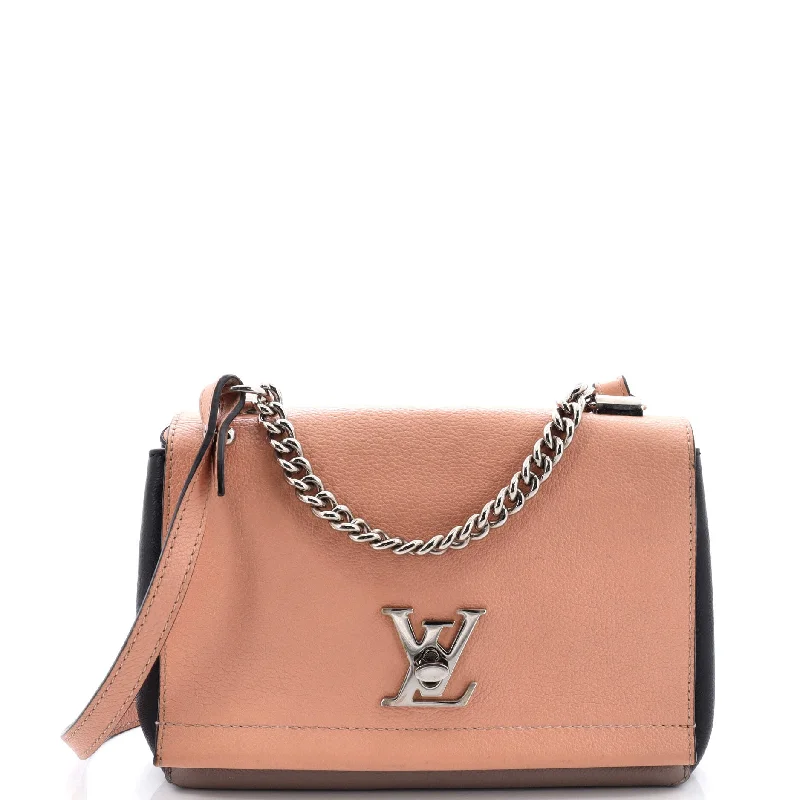 Women's Shoulder Bag with Floral Embroidery in Purple for Spring WalksLockme II Handbag Leather BB Women's Shoulder Bag with Floral Embroidery in Purple for Spring WalksLockme II Handbag Leather BB