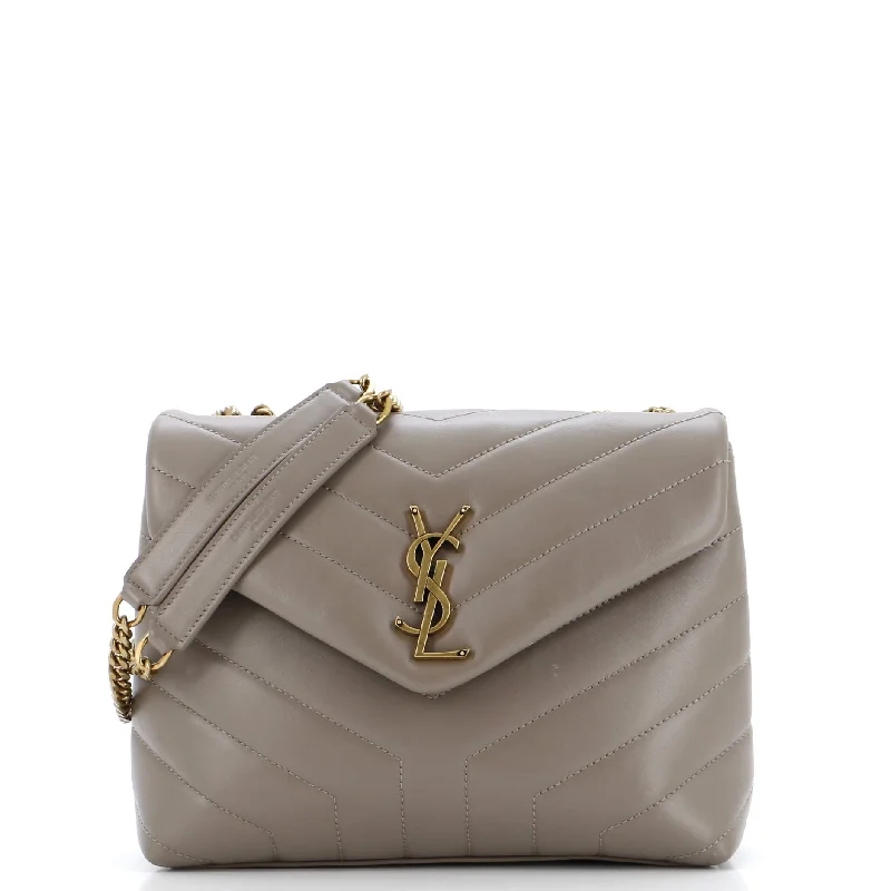 Crossbody Shoulder Bag in Black Leather with Gold Hardware for Night OutsLoulou Shoulder Bag Matelasse Chevron Leather Small
