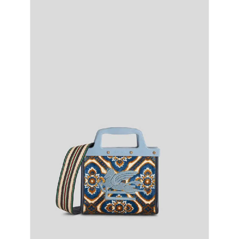 Women's Shoulder Bag with Fringe Details in Brown for a Bohemian StyleMINI JACQUARD LOVE TROTTER BAG Women's Shoulder Bag with Fringe Details in Brown for a Bohemian StyleMINI JACQUARD LOVE TROTTER BAG