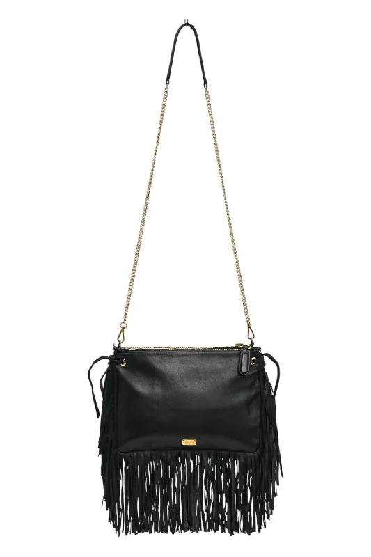 Women's Shoulder Bag with Fringe Details in Brown for a Bohemian Style[WB5900] Moschino Cheap and Chic | Cross-Body Bag