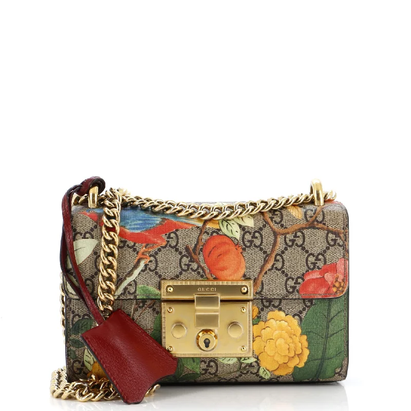 Vegan Leather Shoulder Bag in Gray for Ethical Fashion LoversPadlock Shoulder Bag Tian Print GG Coated Canvas Small Vegan Leather Shoulder Bag in Gray for Ethical Fashion LoversPadlock Shoulder Bag Tian Print GG Coated Canvas Small