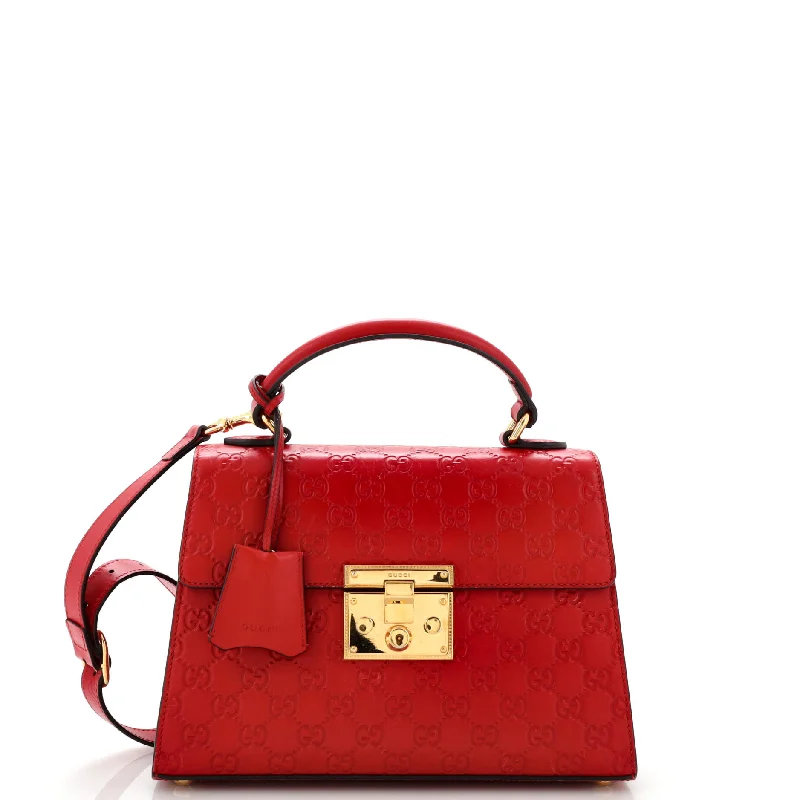Women's Shoulder Bag with Adjustable Strap in Pink for ComfortPadlock Top Handle Bag Guccissima Leather Small Women's Shoulder Bag with Adjustable Strap in Pink for ComfortPadlock Top Handle Bag Guccissima Leather Small