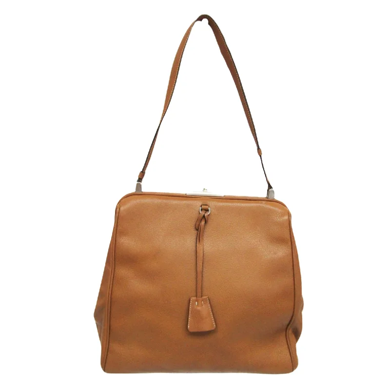 Crossbody Shoulder Bag in Black Leather with Gold Hardware for Night OutsPrada Saffiano  Leather Shoulder Bag (Pre-Owned)
