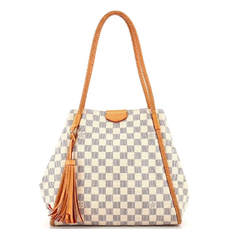 Women's Canvas Shoulder Bag in Navy with Striped Pattern for Beach TripsPropriano Handbag Damier