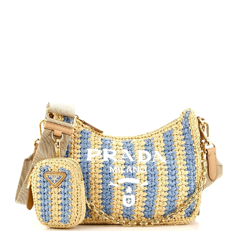 Crossbody Shoulder Bag in Black Leather with Gold Hardware for Night OutsRe-Edition 2005 Shoulder Bag Raffia Small Crossbody Shoulder Bag in Black Leather with Gold Hardware for Night OutsRe-Edition 2005 Shoulder Bag Raffia Small