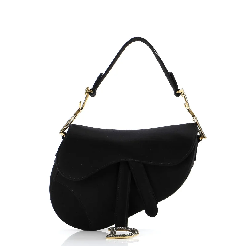 Metallic Shoulder Bag in Gold for Special OccasionsSaddle Handbag Satin with Crystals Mini Metallic Shoulder Bag in Gold for Special OccasionsSaddle Handbag Satin with Crystals Mini